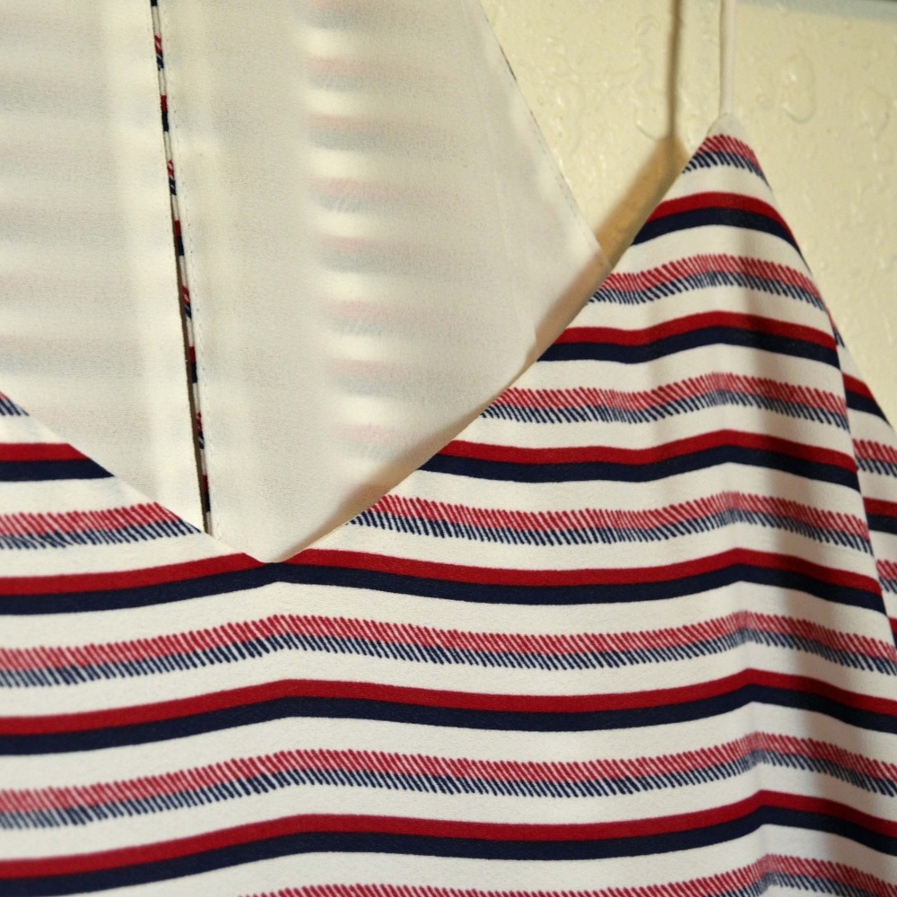 Red White & Blue Striped Express Barcelona Cami M